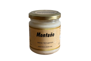 Pot de crème aux trois fromages Montaño à tartiner, saveur intense.